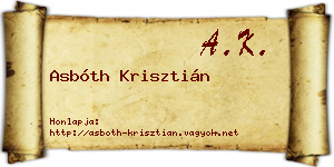 Asbóth Krisztián névjegykártya